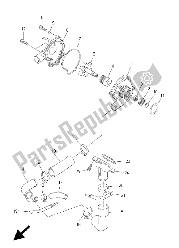All parts for the Water Pump of the Yamaha FZ6 N 600 2005