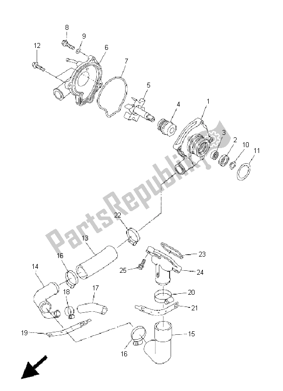 All parts for the Water Pump of the Yamaha FZ6 N 600 2005