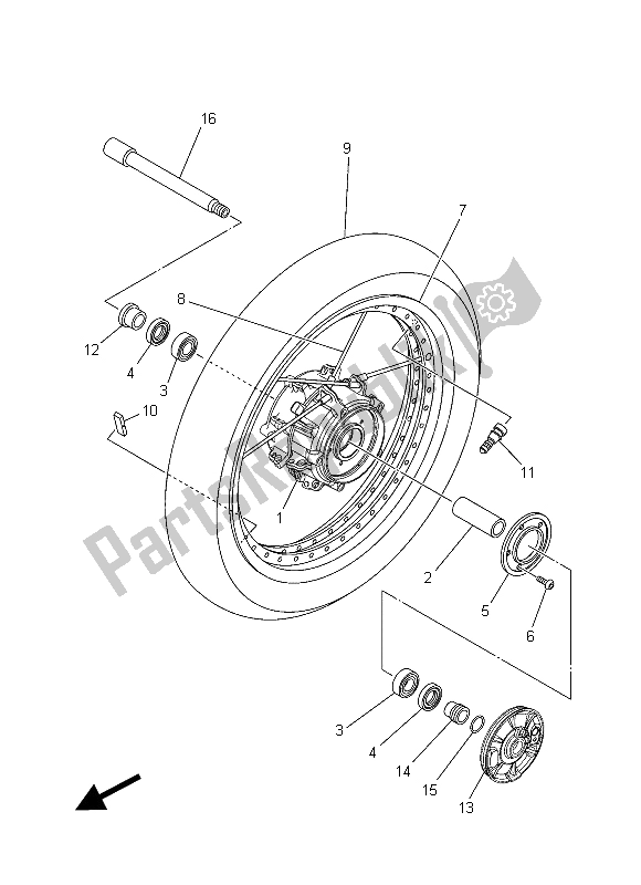All parts for the Front Wheel of the Yamaha XT 1200 ZE 2015