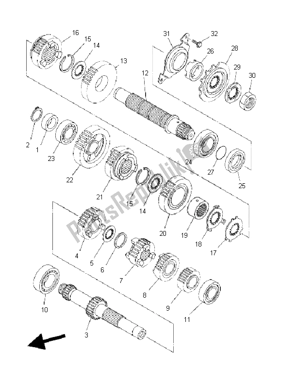 Alle onderdelen voor de Overdragen van de Yamaha YFZ 450S 2004