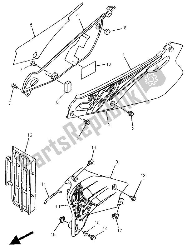 All parts for the Side Cover of the Yamaha YZ 80 LW 1995