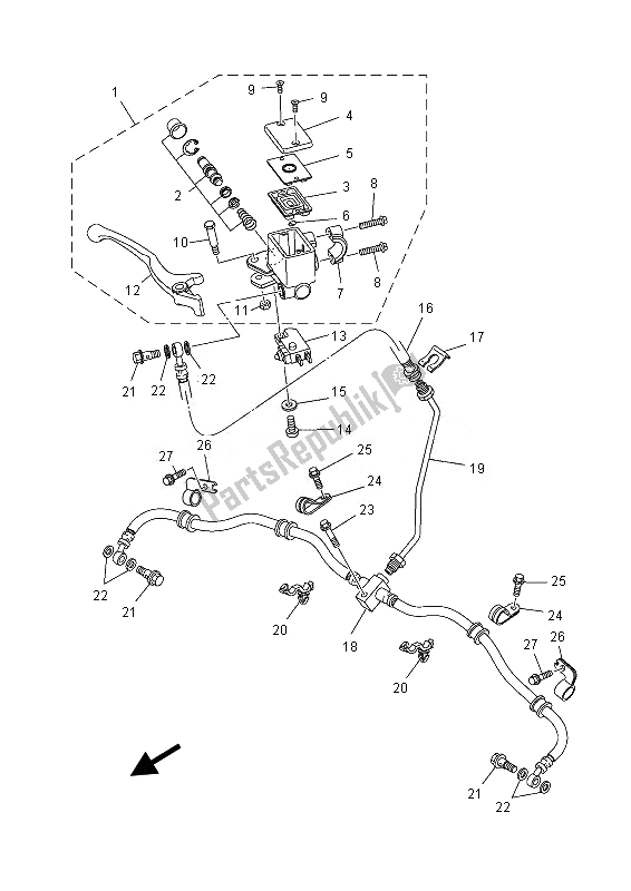 Tutte le parti per il Pompa Freno Anteriore del Yamaha YFM 550 FGD Grizzly 4X4 2013