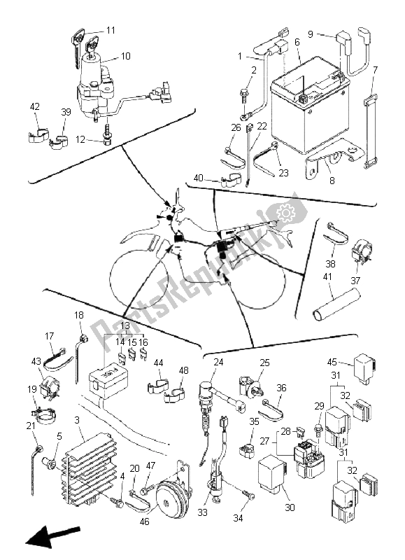All parts for the Electrical 2 of the Yamaha WR 250R 2008