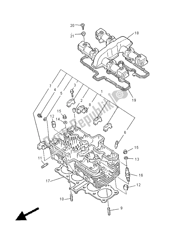 Todas as partes de Cabeça De Cilindro do Yamaha XJR 1300 2000