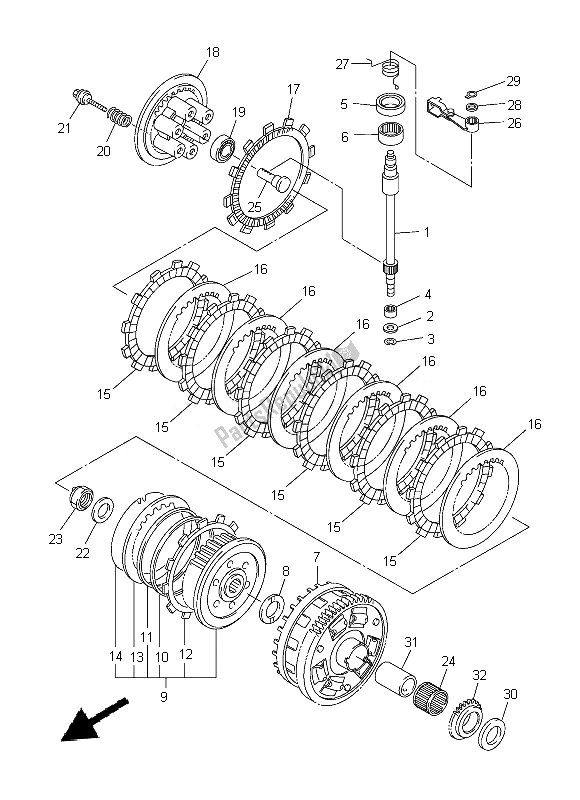 Alle onderdelen voor de Koppeling van de Yamaha FZ8 NA 800 2013