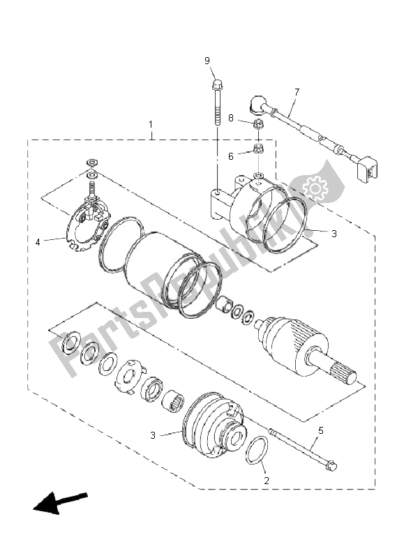 All parts for the Starting Motor of the Yamaha FZ6 Nahg 600 2007