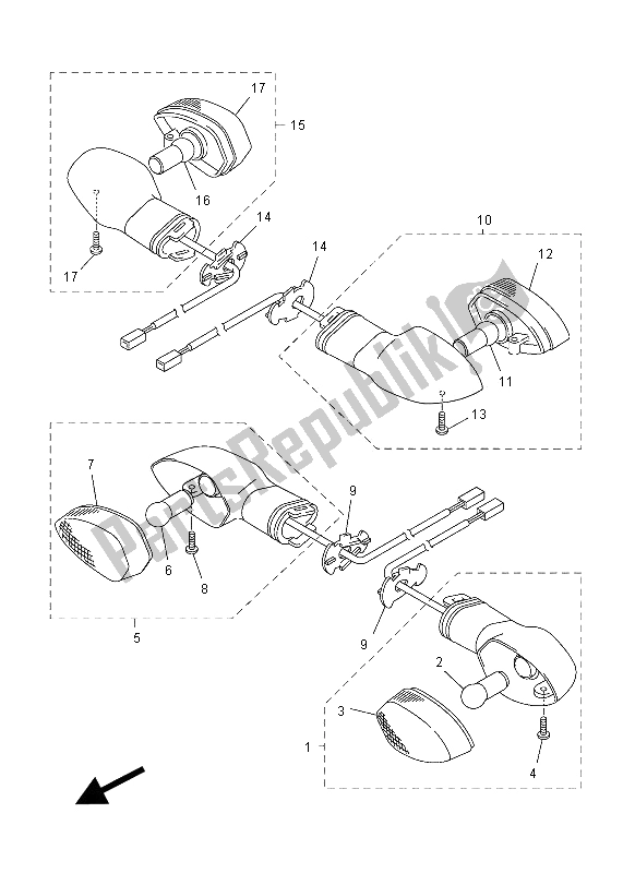 All parts for the Flasher Light of the Yamaha FZ1 S 1000 2012