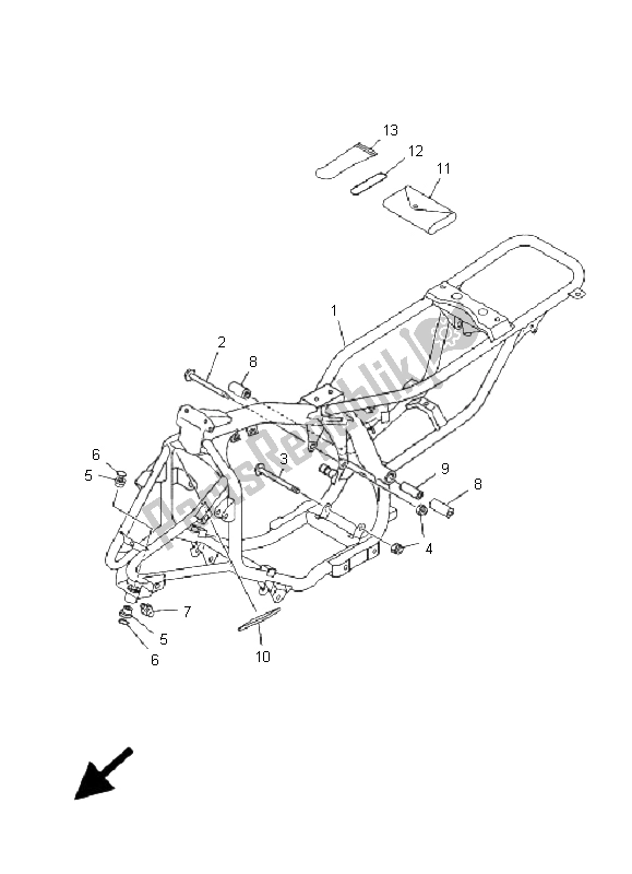 All parts for the Frame of the Yamaha YFM 80R 2008
