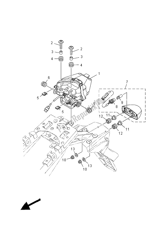 Tutte le parti per il Fanale Posteriore del Yamaha MT 07 700 2014