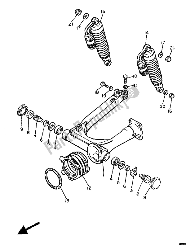 Toutes les pièces pour le Bras Arrière Et Suspension du Yamaha XJ 900 1986