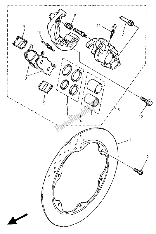 All parts for the Front Brake Caliper of the Yamaha XJ 600N 1995