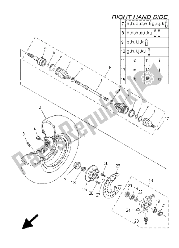 All parts for the Front Wheel 2 of the Yamaha YXR 700F Rhino 2009