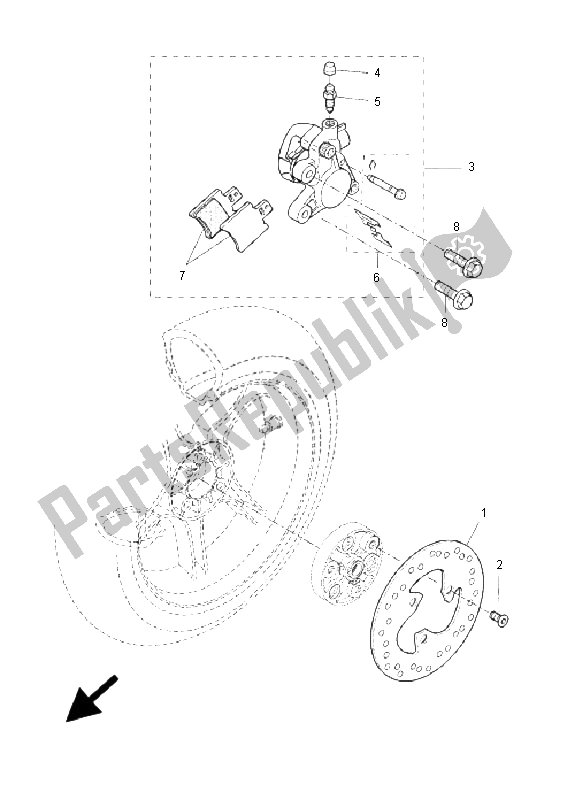 All parts for the Rear Brake Caliper of the Yamaha YQ 50L Aerox Race Replica 2009