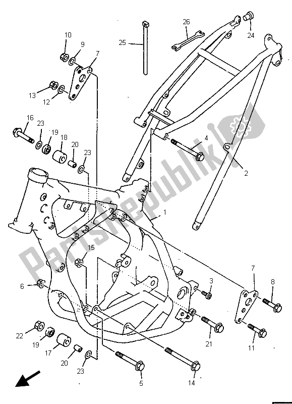 Todas as partes de Quadro, Armação do Yamaha YZ 250 1998