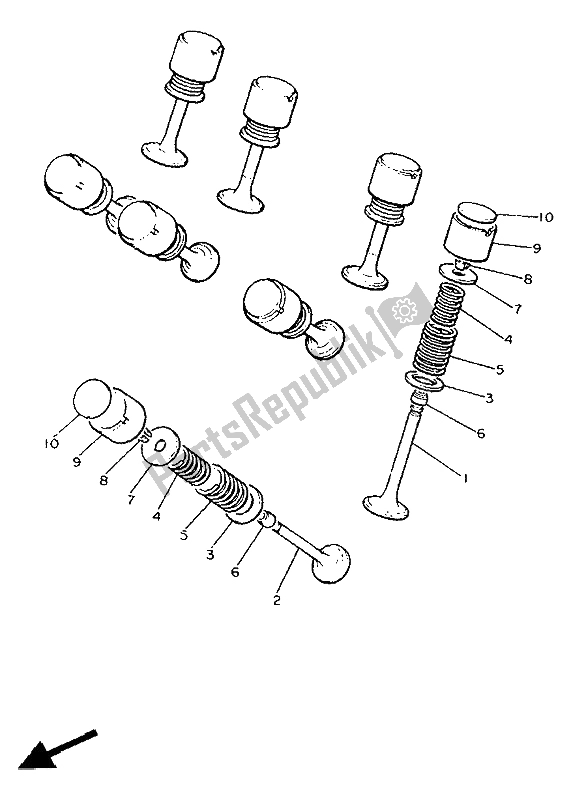 Todas as partes de Válvula do Yamaha XVZ 13 TD Venture Royal 1300 1991