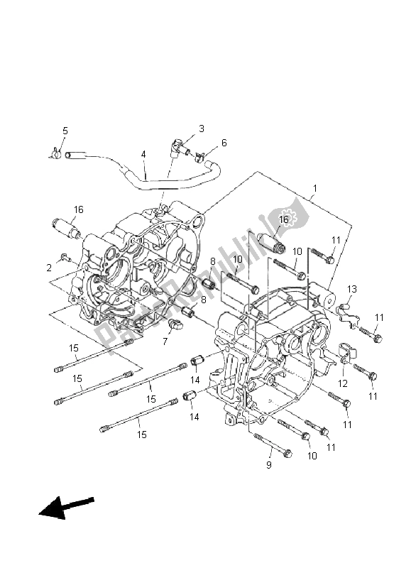 All parts for the Crankcase of the Yamaha TT R 110E 2011