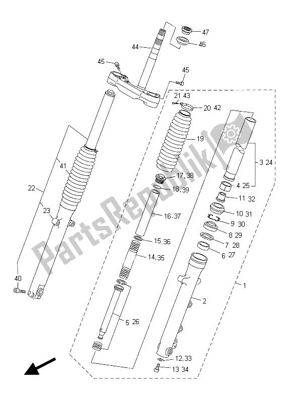 All parts for the Front Fork of the Yamaha XVS 950 CR 2015