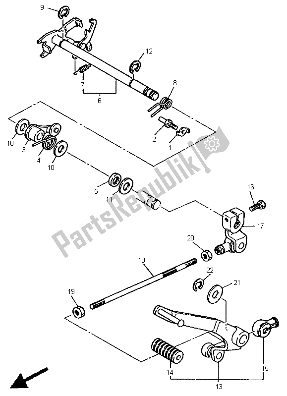 Toutes les pièces pour le Arbre De Changement du Yamaha XV 535 S Virago 1997