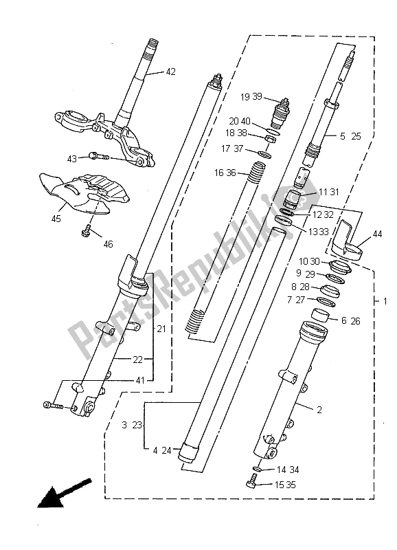 Todas as partes de Garfo Dianteiro do Yamaha YZF 600R Thundercat 2000