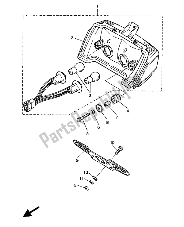 All parts for the Taillight of the Yamaha FJ 1200 1986