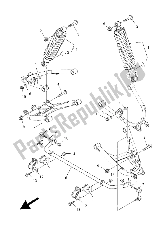 All parts for the Rear Suspension of the Yamaha YXM 700E Yamaha Black 2014