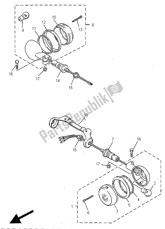 Toutes les pièces pour le Lumière Clignotante du Yamaha XV 1100 Virago 1997