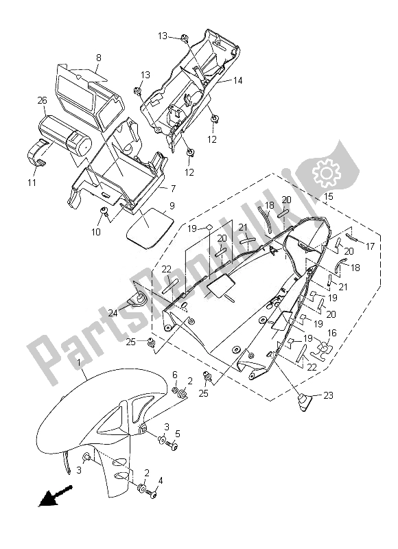 All parts for the Fender of the Yamaha YZF R1 1000 2013