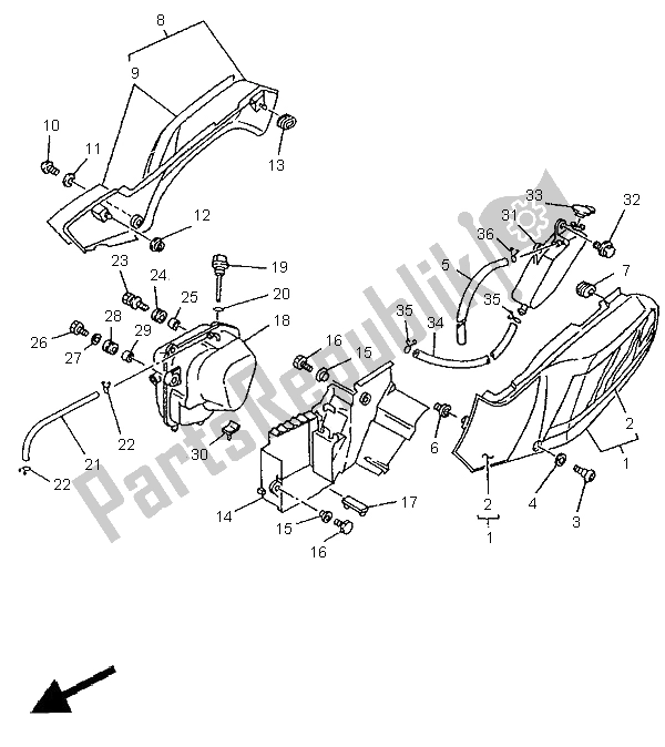 All parts for the Side Cover & Oil Tank of the Yamaha XTZ 750 Super Tenere 1995