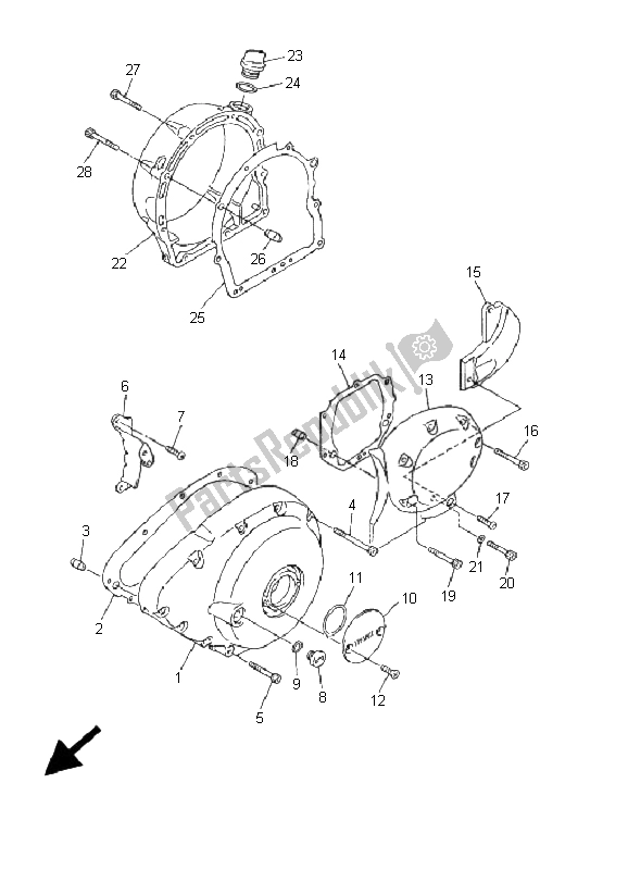 All parts for the Crankcase Cover 1 of the Yamaha Xvztf Royalstar Venture 1300 2001