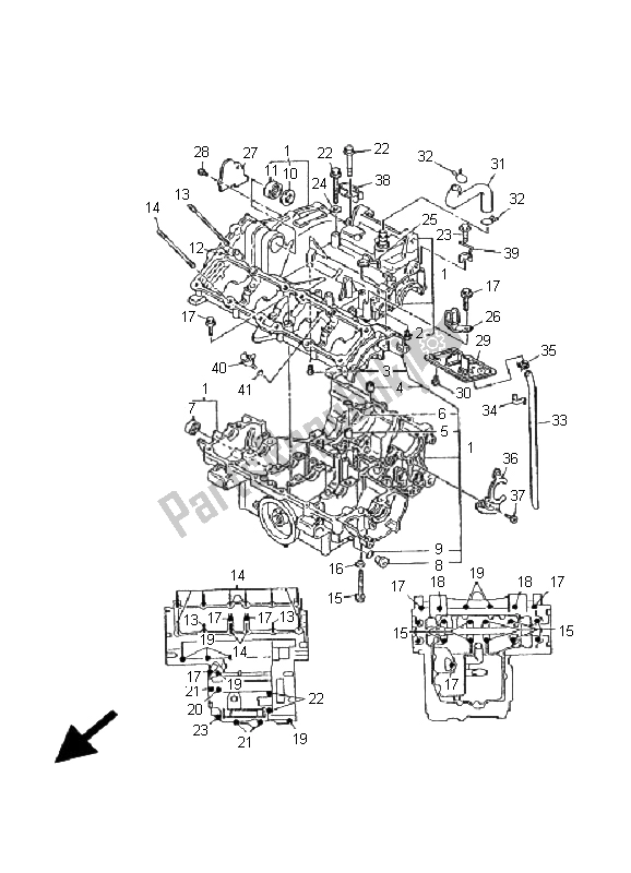 All parts for the Crankcase of the Yamaha FZS 600S Fazer 2001