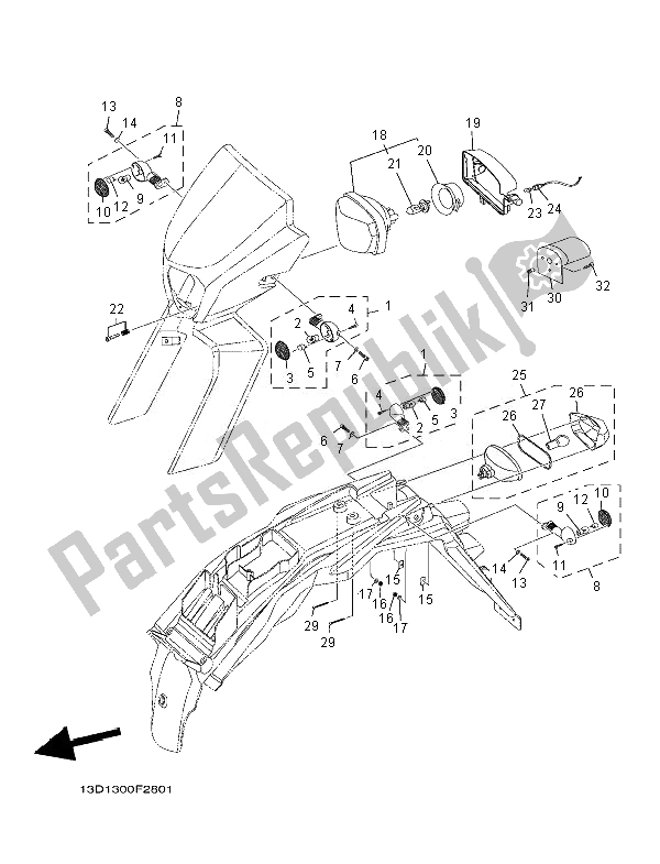 Toutes les pièces pour le électrique 1 du Yamaha XT 125R 2007