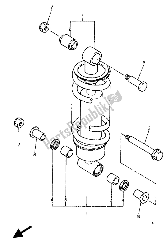 All parts for the Rear Suspension of the Yamaha XJ 600S Diversion 1994