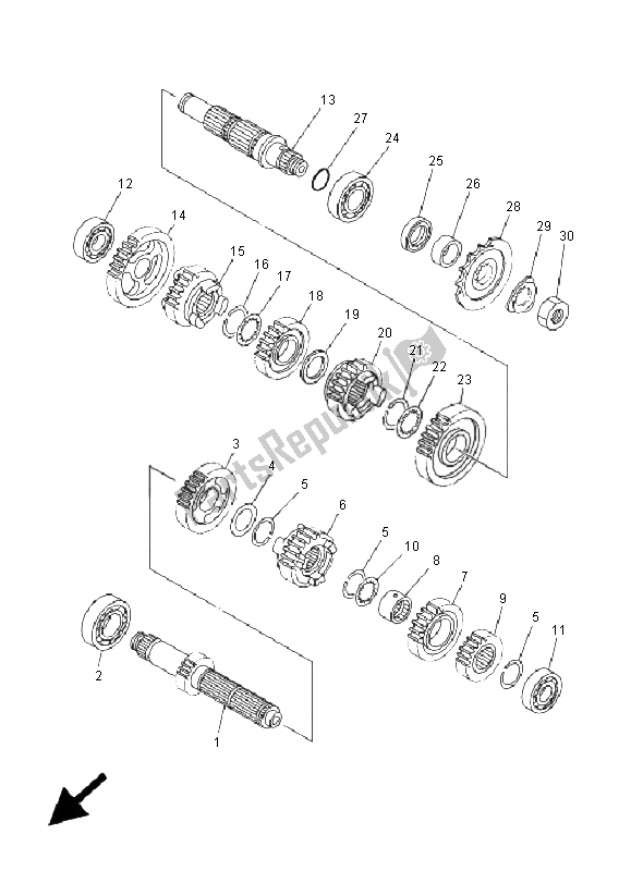 All parts for the Transmission of the Yamaha YZ 250 2001