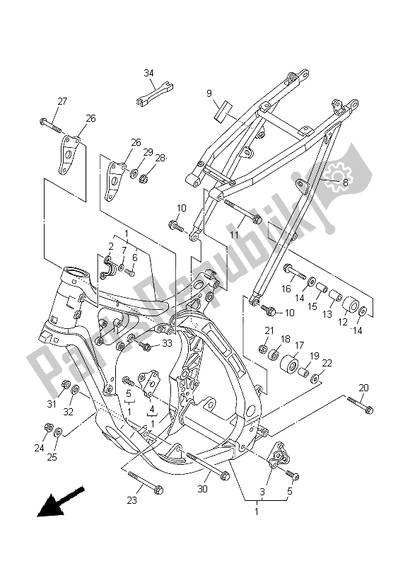 All parts for the Frame of the Yamaha YZ 125 2014