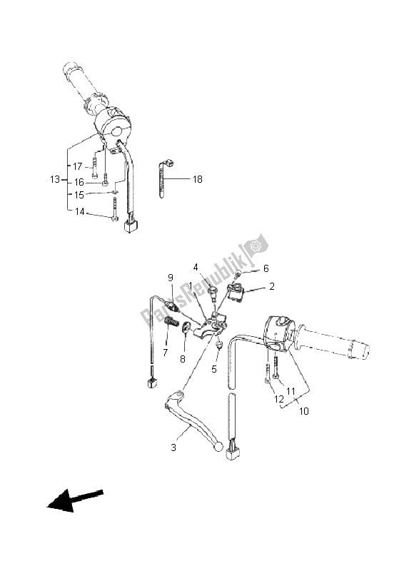 All parts for the Handle Switch & Lever of the Yamaha XT 660X 2011