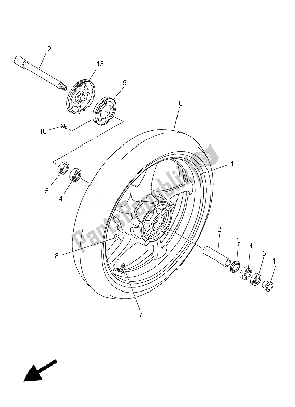 All parts for the Front Wheel of the Yamaha FZ8 SA 800 2014