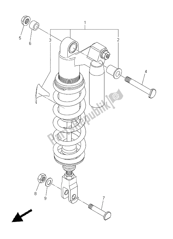 All parts for the Rear Suspension of the Yamaha WR 250X 2014