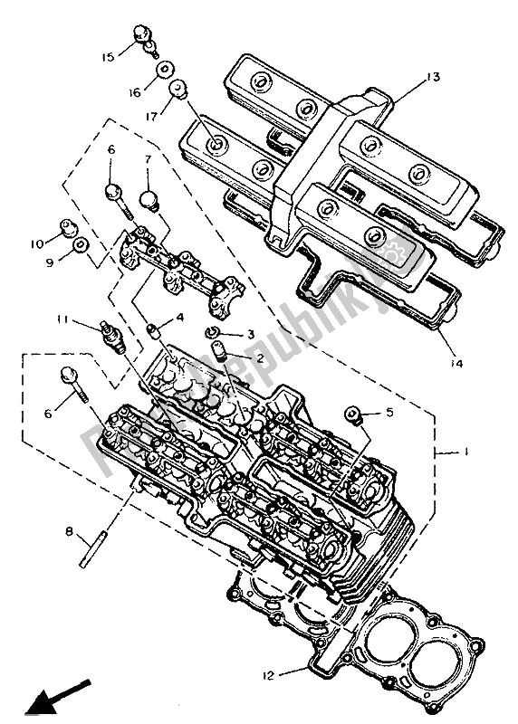 Todas as partes de Cabeça De Cilindro do Yamaha FZR 600 Genesis 1991