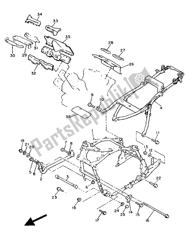 All parts for the Frame of the Yamaha XVZ 13 TD Venture Royal 1300 1991