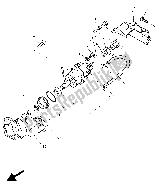 All parts for the Oil Pump of the Yamaha PW 50 1998