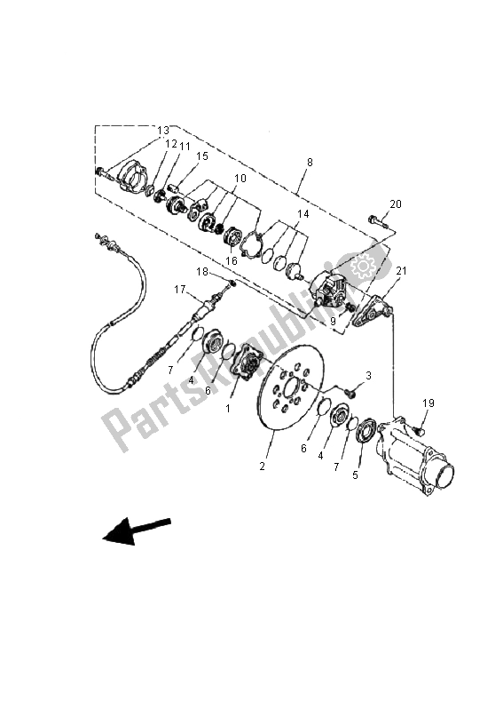 Toutes les pièces pour le Frein Arriere du Yamaha YFS 200 Blaster 2000