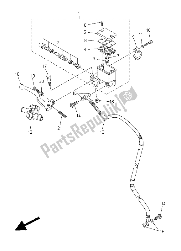 All parts for the Front Master Cylinder of the Yamaha WR 250X 2012