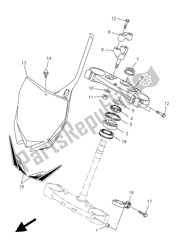 All parts for the Steering of the Yamaha YZ 250F 2013