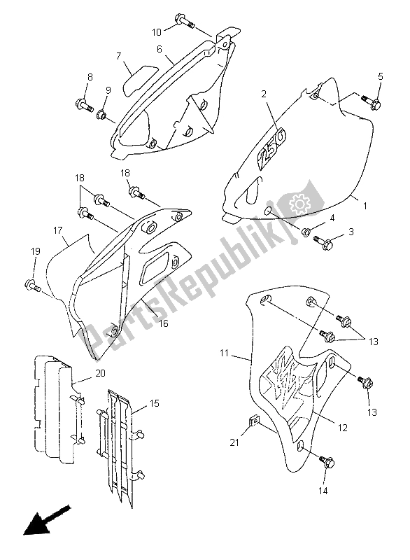 Todas las partes para Cubierta Lateral de Yamaha YZ 250 1997