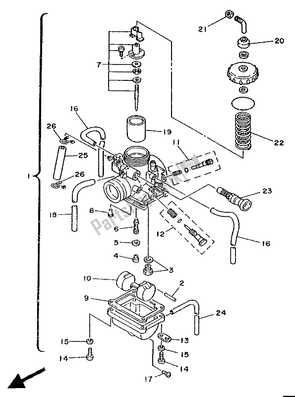 All parts for the Carburetor of the Yamaha TZR 125 1992