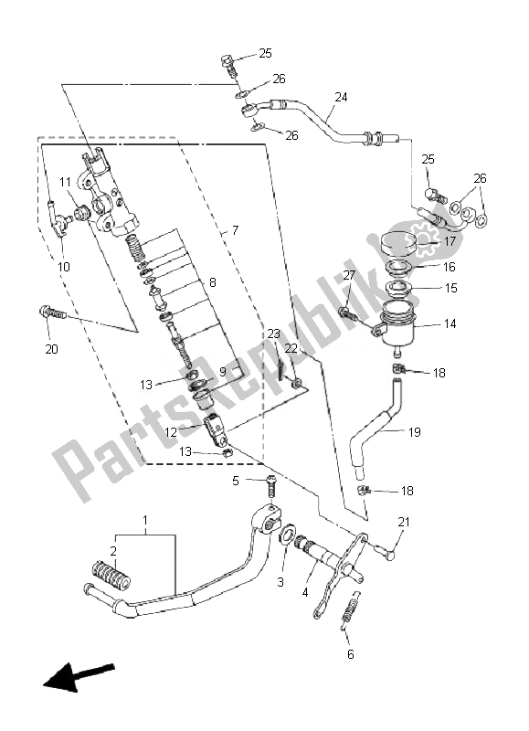 Wszystkie części do Tylny Cylinder G?ówny Yamaha FZ6 NHG 600 2007