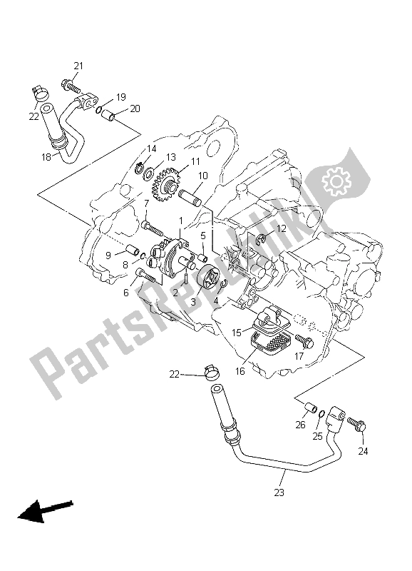 All parts for the Oil Pump of the Yamaha YZ 250F 2004