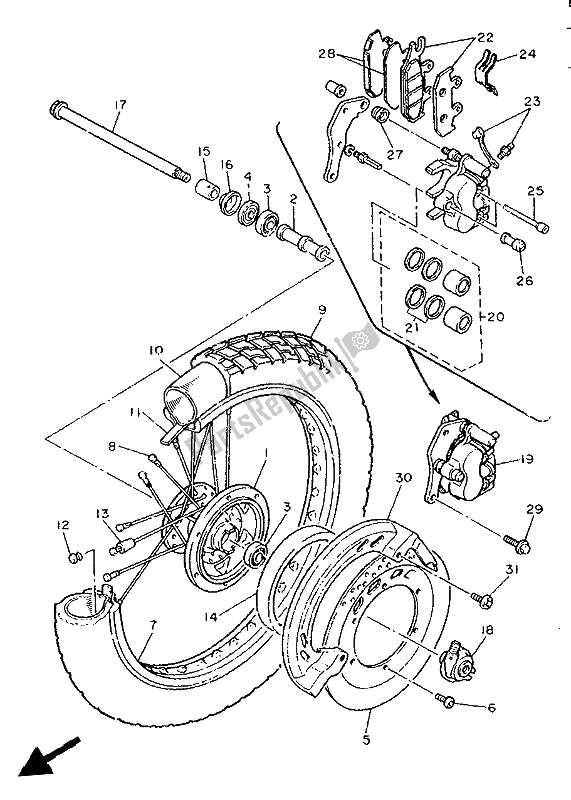 Wszystkie części do Przednie Ko? O Yamaha XTZ 660 Tenere 1992