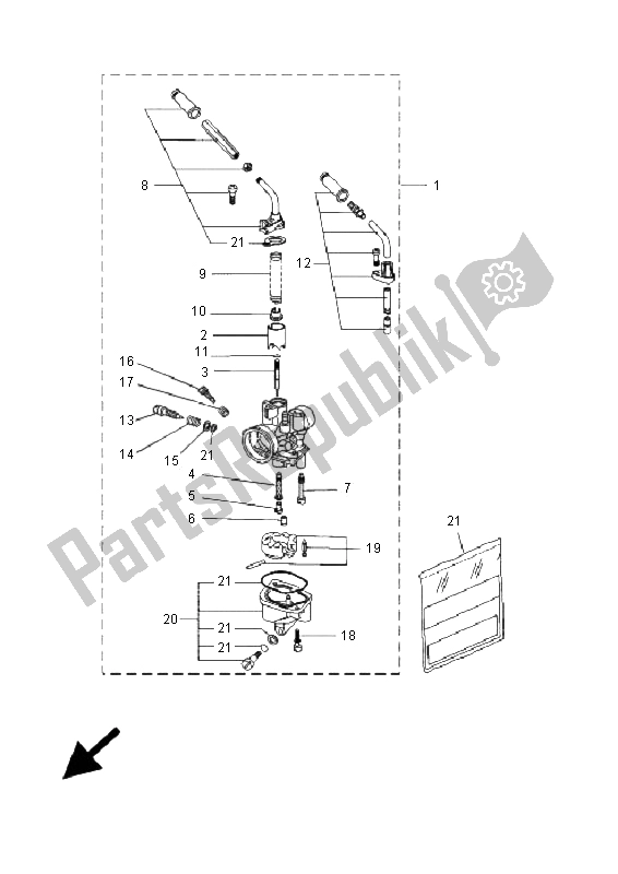 Todas las partes para Carburador (suiza) de Yamaha YQ 50R Aerox 2005