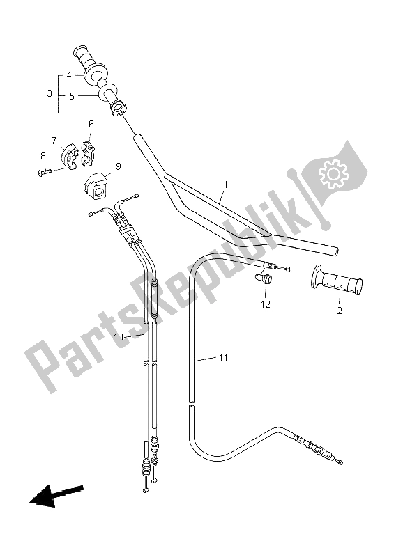All parts for the Steering Handle & Cable of the Yamaha WR 250F 2004